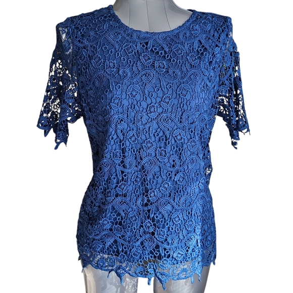 Philosophy Tops - Philosophy Blue Lace Cut Out Blouse L